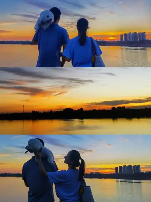 情侣拍照避开高温的高效率剪背影照