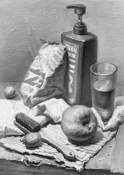 生活类素描静物图集欣赏优秀竖构图素描静物作品