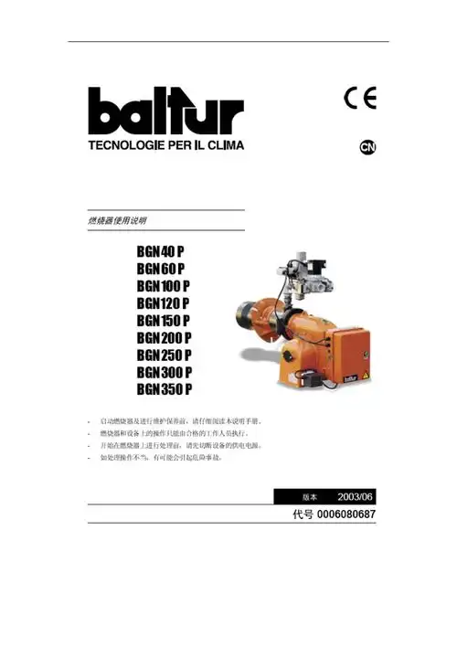 百得bgn系列p型燃烧器说明书
