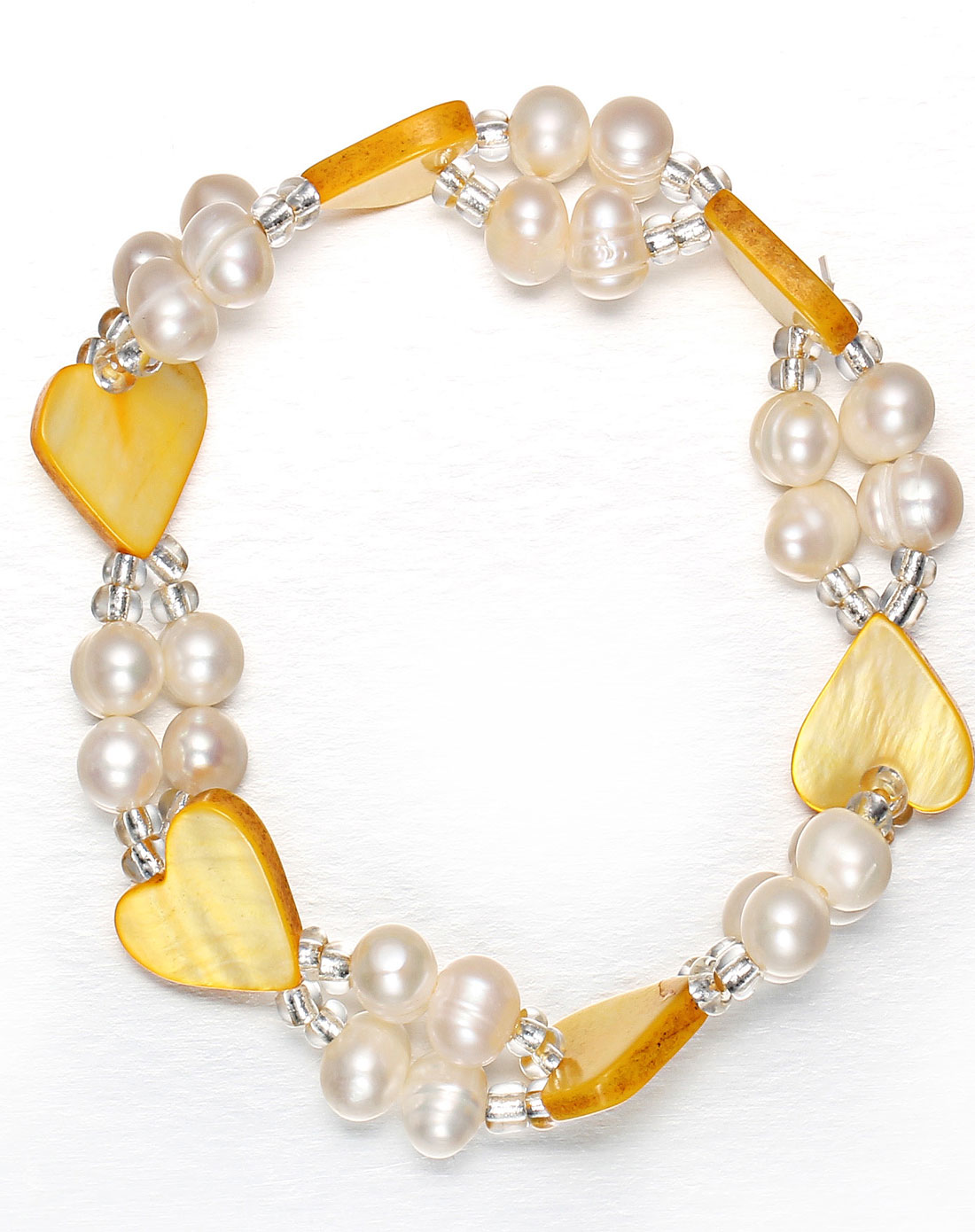 盈满堂饰品专场-天然淡水珍珠 心形贝壳手链-金色里程(精美包装)