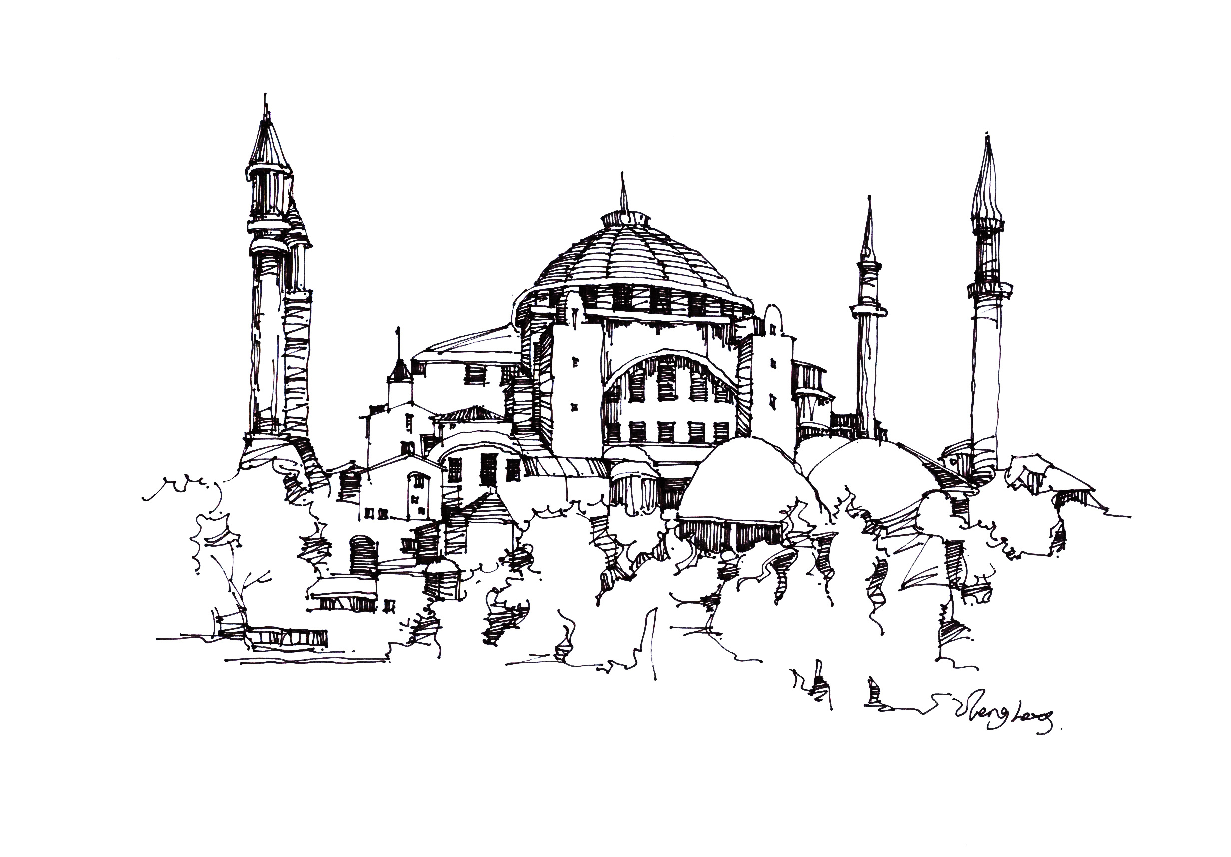 建筑手绘|纯艺术|钢笔画|大宏造物 - 原创作品 - 站酷 (zcool)