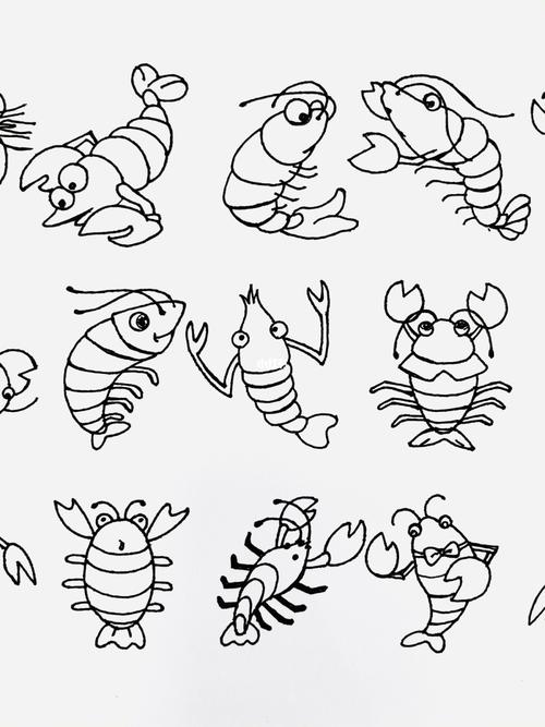 鱼和虾的儿童简笔画