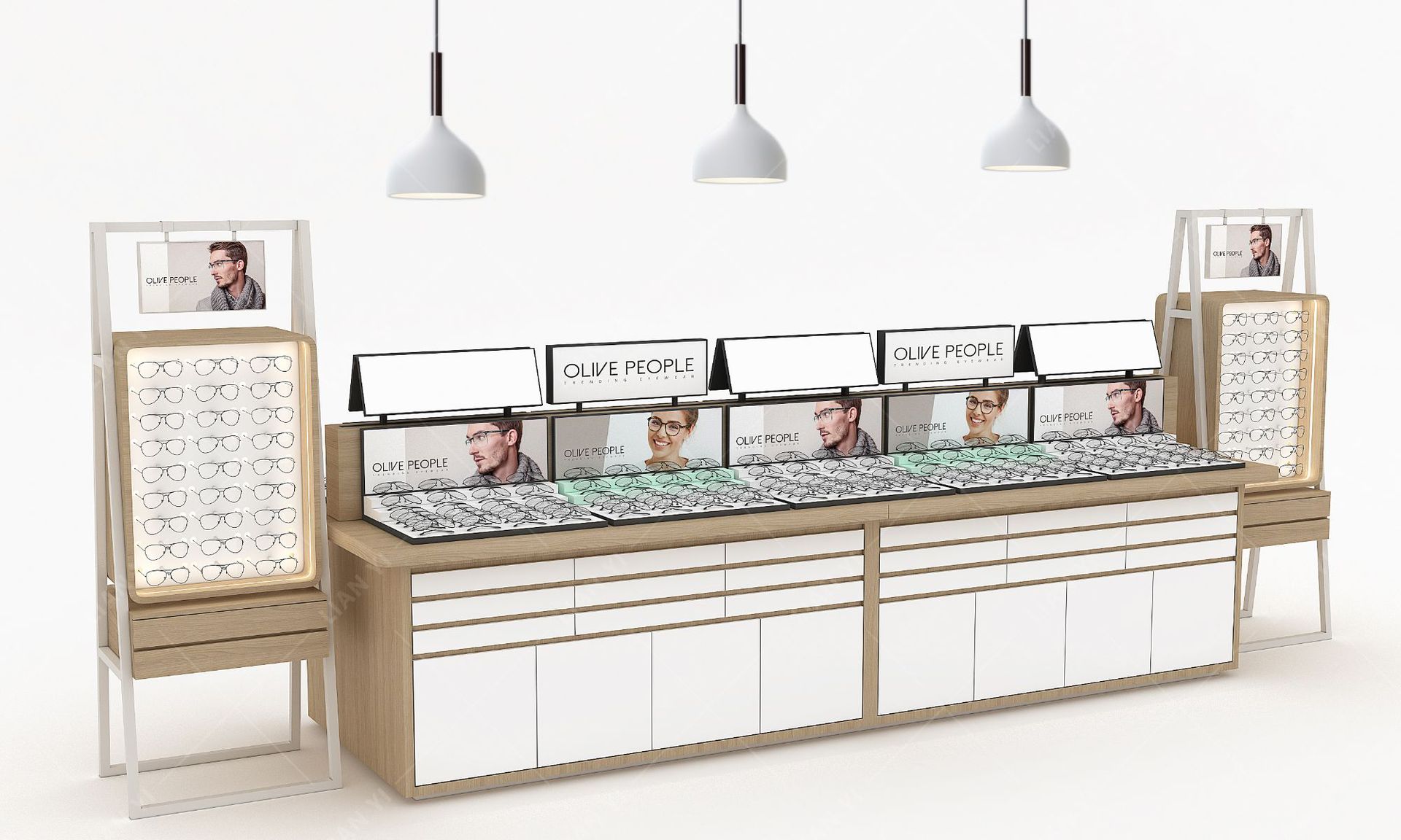 定制太阳眼镜柜台创意时尚眼镜店展示柜双面眼镜摆架中岛柜展示柜