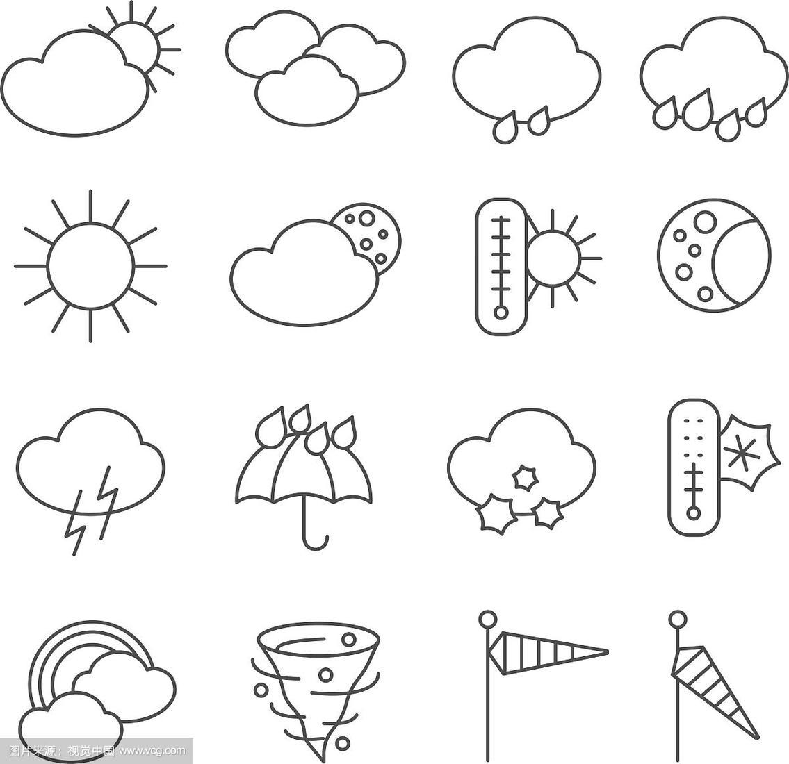 天气预报符号图标设置线