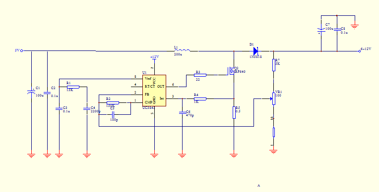 求5v~12v升压电路图