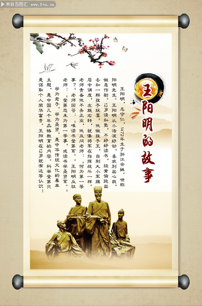 王阳明的故事名人介绍展板