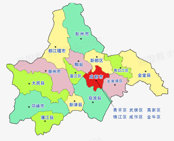 一副彩色成都地图