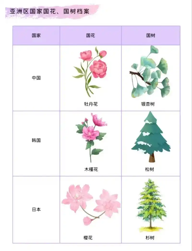 你知道各国国花和国树是什么吗?#图文伙伴计划 - 抖音