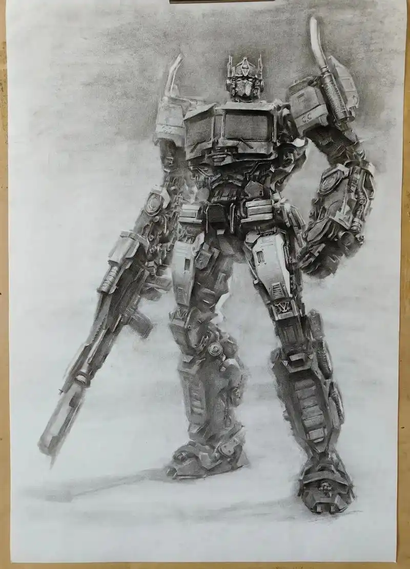 擎天柱素描#擎天柱#变形金刚#绘制过程 #素描 绘制过程 - 抖音