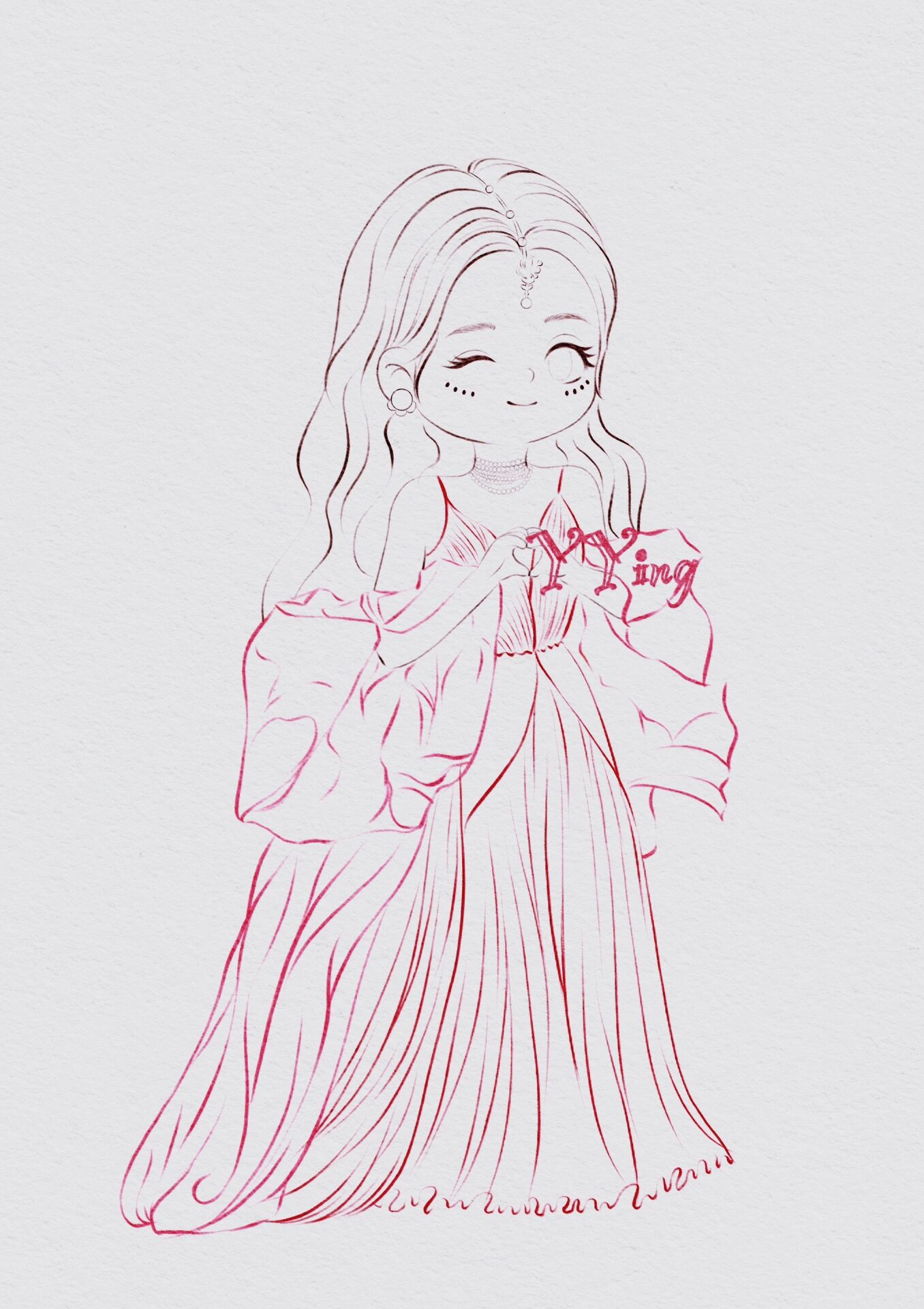 萌萌q版|迪丽热巴(线稿) 明天上色