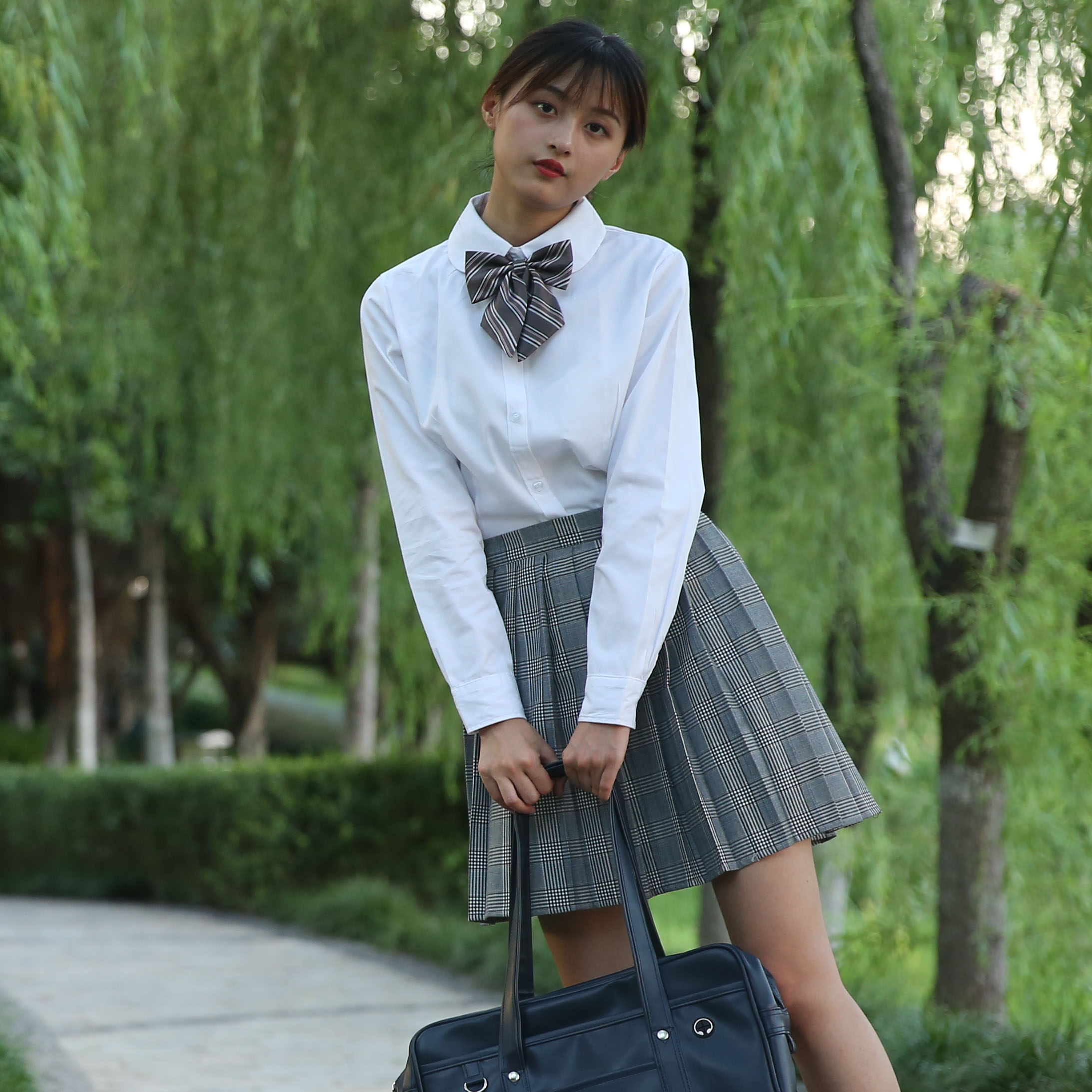 jk制服女学院风韩版女夏季白衬衫百褶裙高中生校服运动会班服套装 女