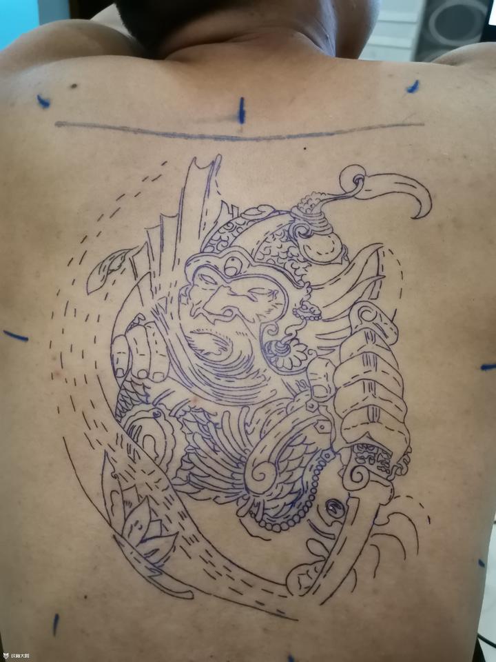 五虎上将 黄忠 割线完成_纹身图案手稿图片_黩 来自肌肤的艺术的纹身