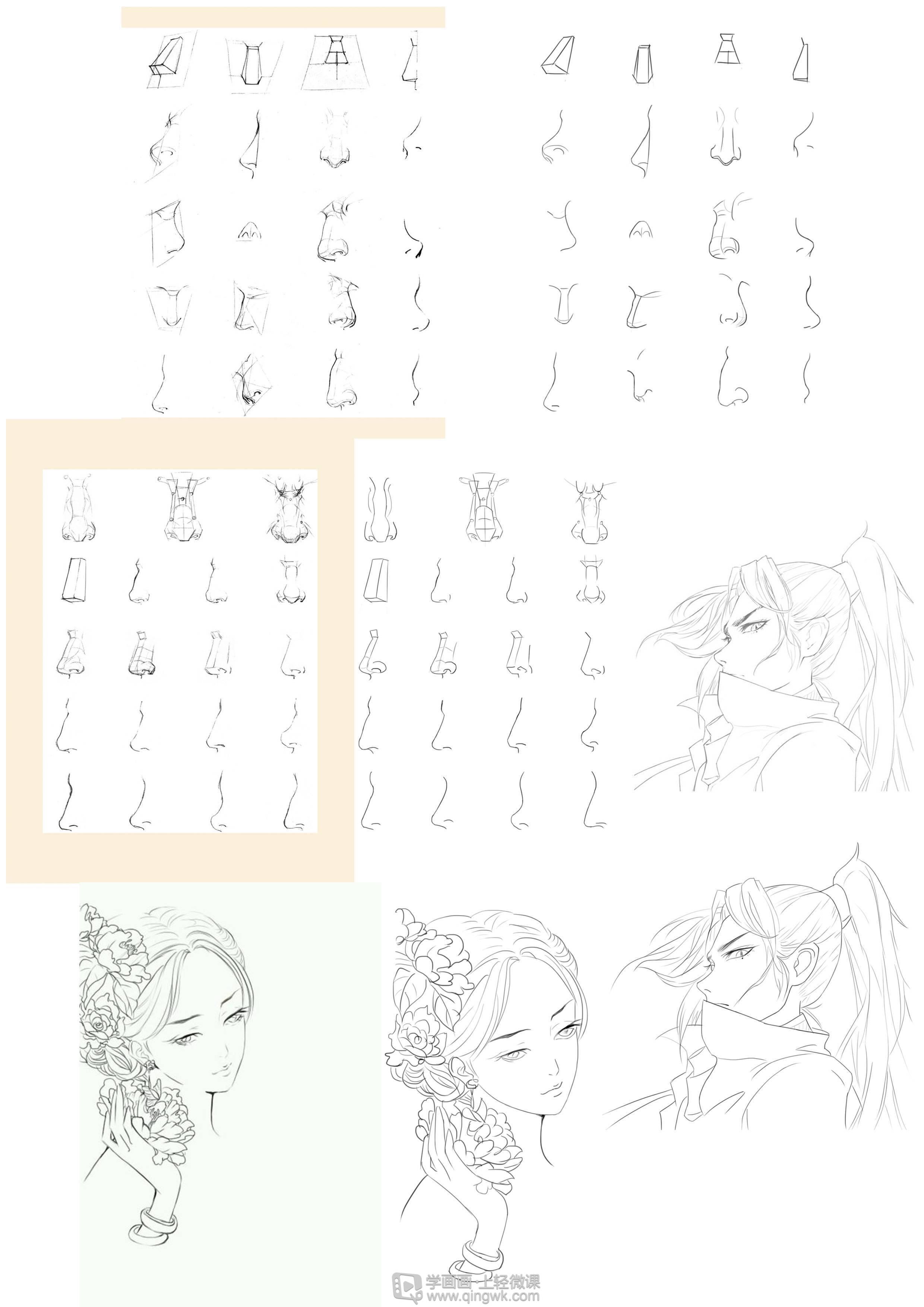 gf225169古风插画鼻子的基本画法