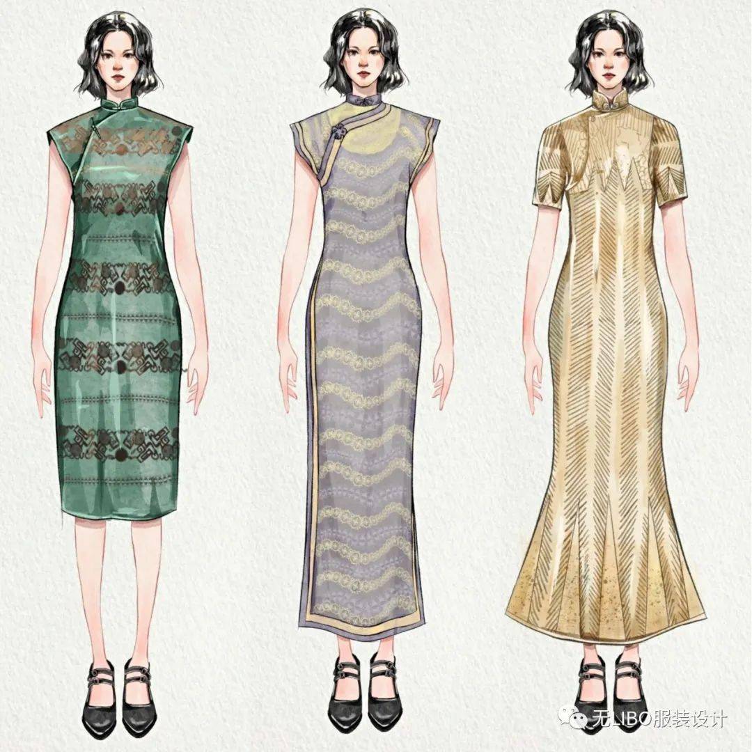 中国旗袍服装设计效果图160款