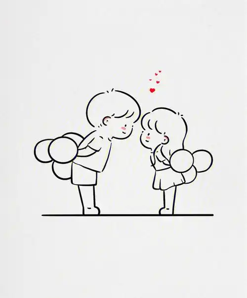情侣简笔画教程爱和想念都要及时表达出来