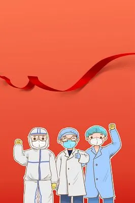 抗疫红色简约医护人员加油抗击疫情医生武汉加油海报背景素材