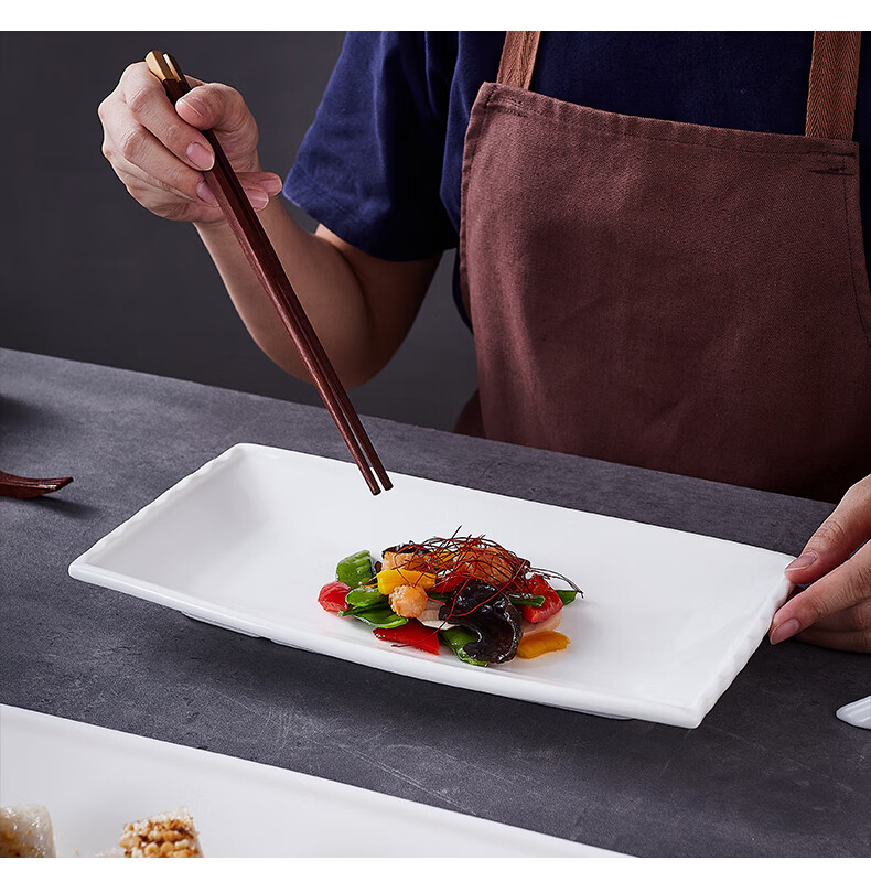 驰度鱼盘菜盘子高级感长型蒸鱼盘酒店饭店特色中餐摆盘长方形冷菜盘