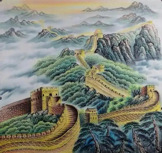 岳老师1现代作家写意画六尺斗方万里长城