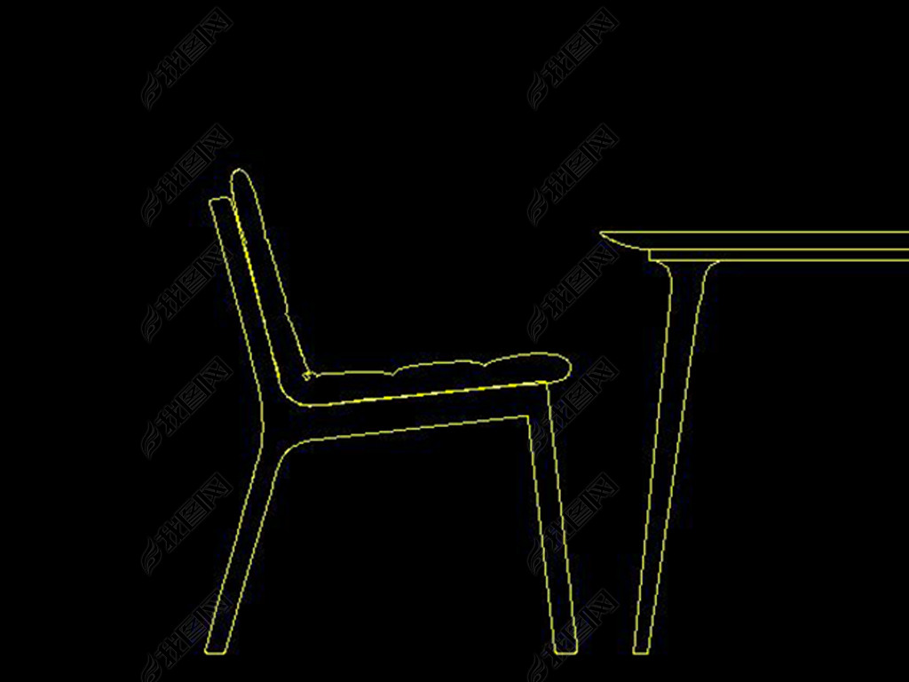 北欧餐桌立面图cad