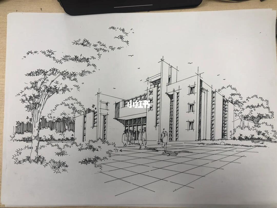 建筑两点透视课稿