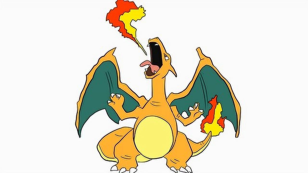 简单可爱的喷火龙儿童卡通简笔画