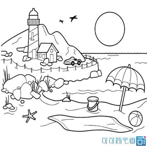 平行构图风景简笔画