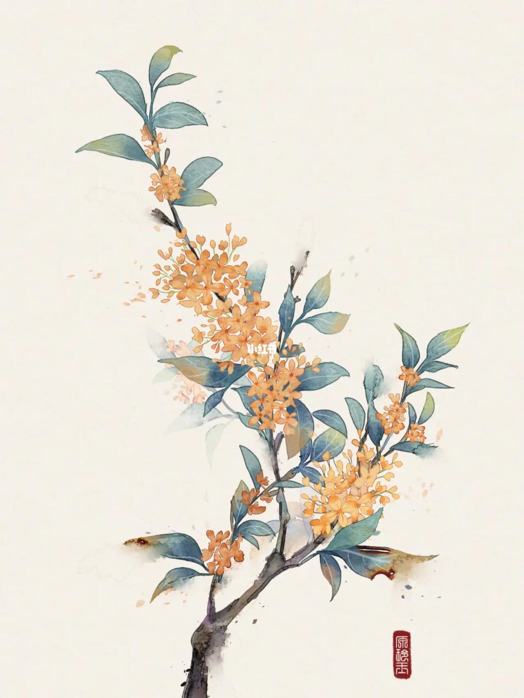 绘画  #插画  #水墨画  #古风插画  #桂花  #古風  #我是原创插画