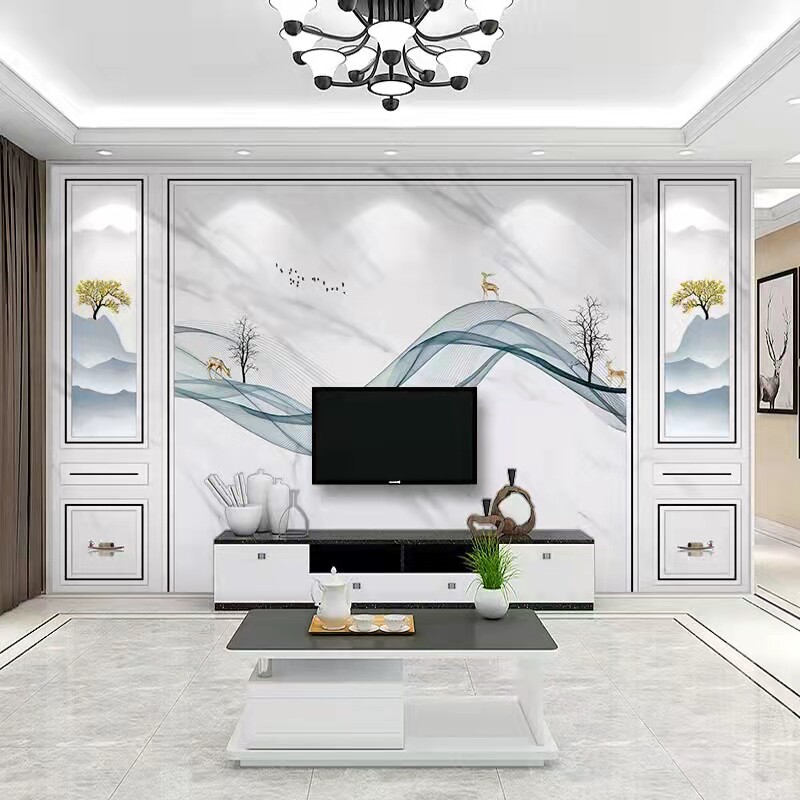 北欧风简约电视墙背景墙壁画客厅装饰画墙贴纸墙画卧室3d壁布立体