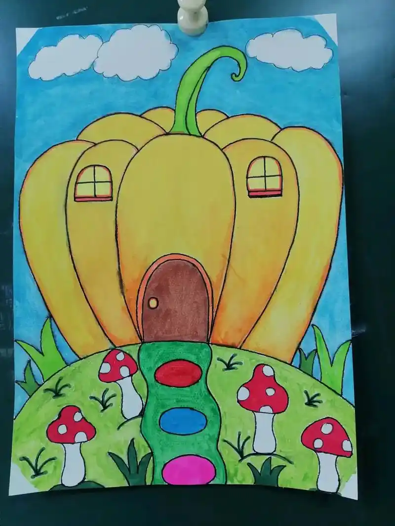 儿童创意美术作品 #美术课堂 - 抖音