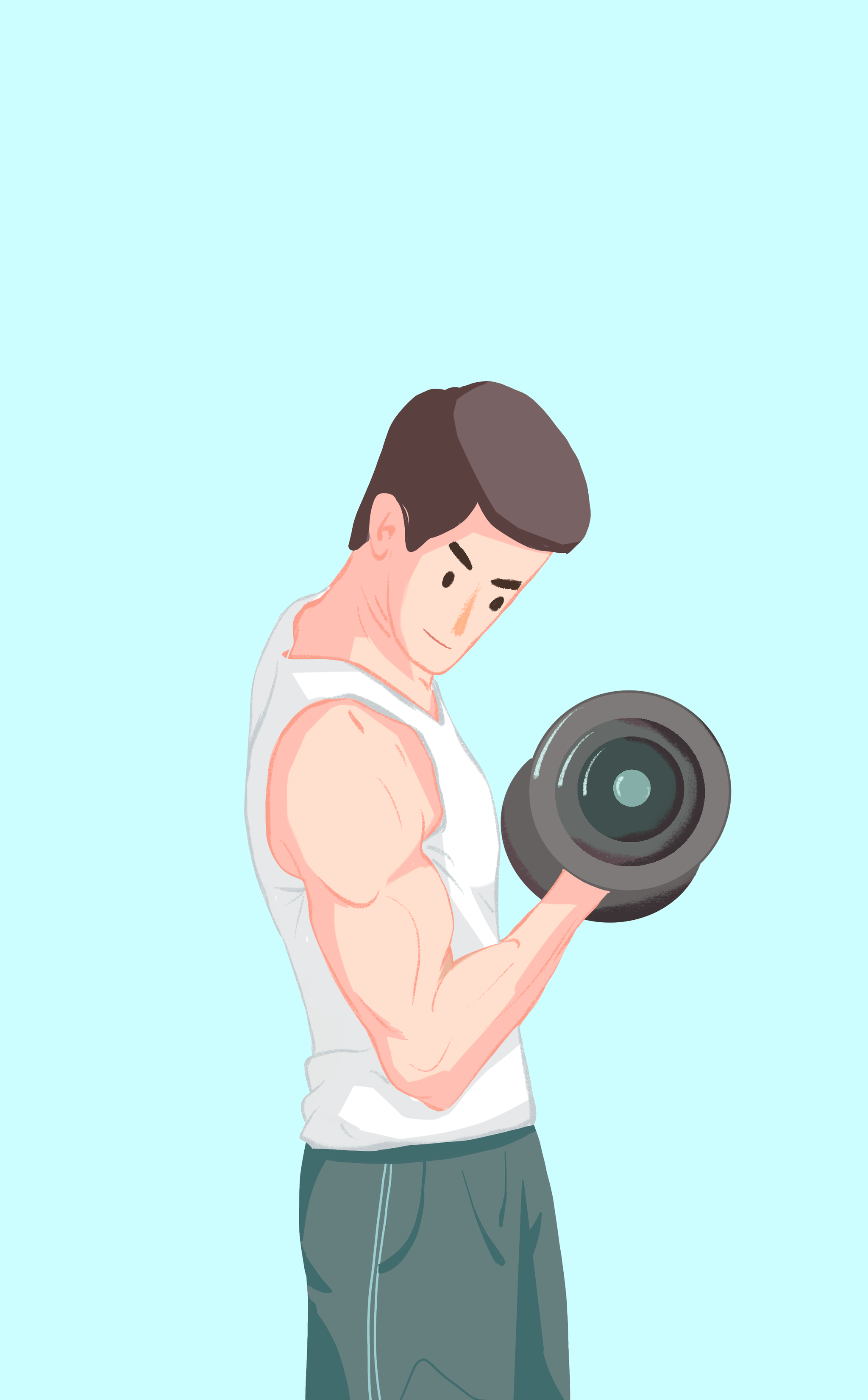 手绘健身插画-运动的男人