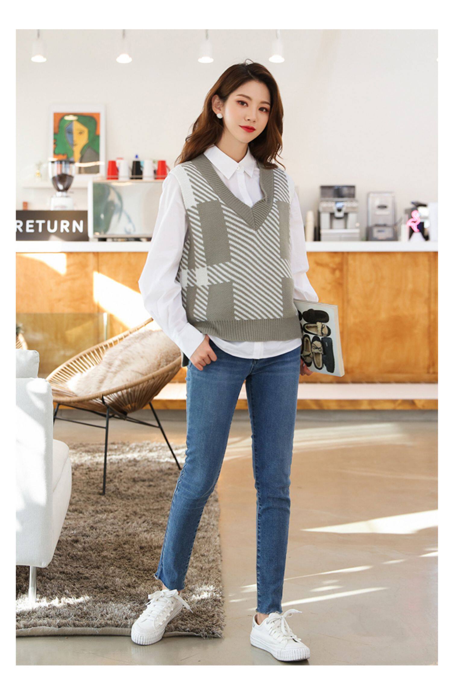 韩都衣舍2019新款春装针织气质两件套时尚套装女om90046