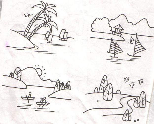 风景画简单好画的风景画风景简笔画的图片风景动物组合简笔画简笔画