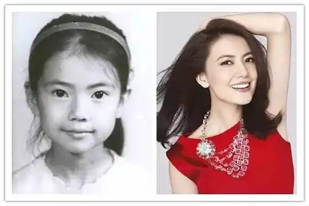 以"自然美女","清纯女神"闻名的高圆圆童年照很是清纯可爱,那一双