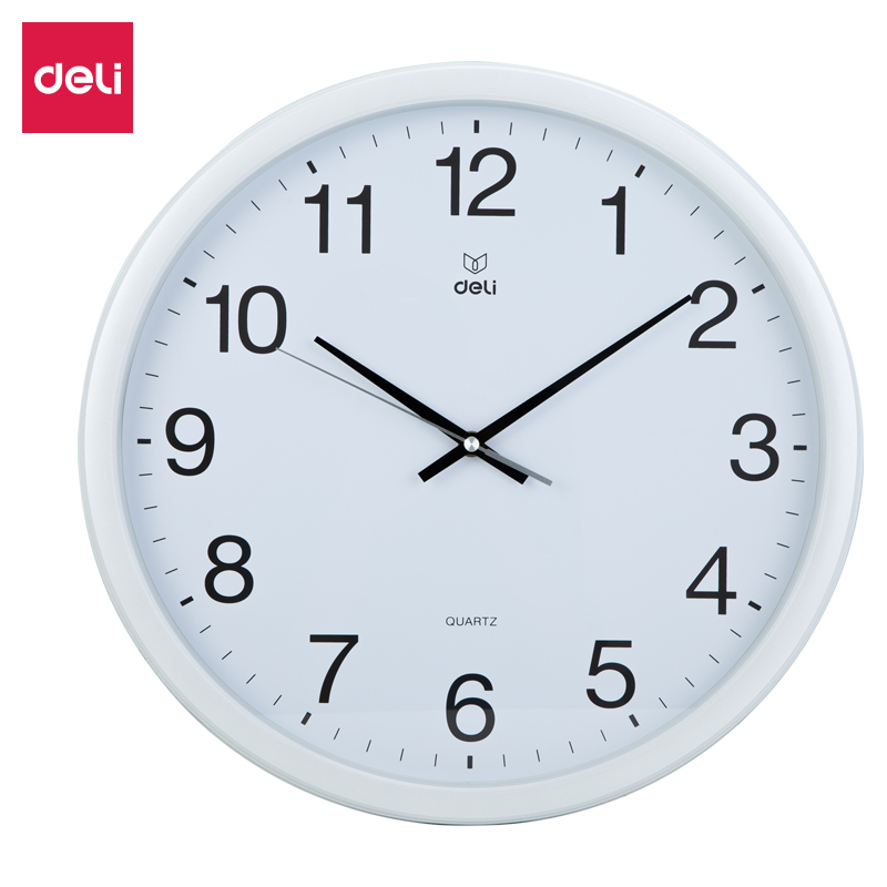 得力8835现代简约时尚挂钟办公客厅家用创意大气北欧静音电子钟表得力