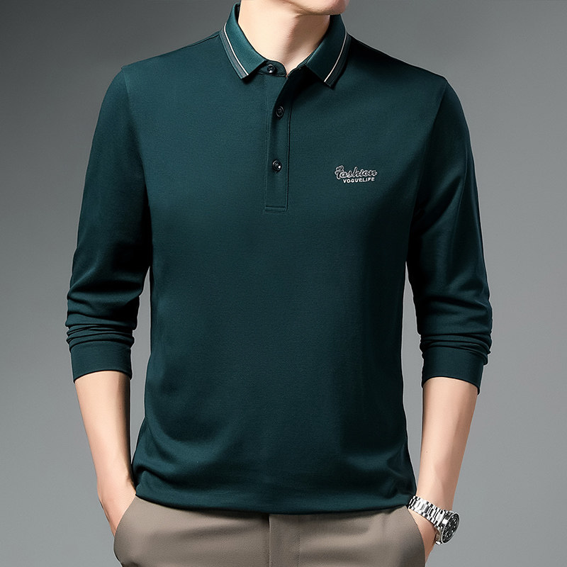 中年男土30长袖t恤35岁左右男人穿37反领上衣polo衫40男式丅桖t血
