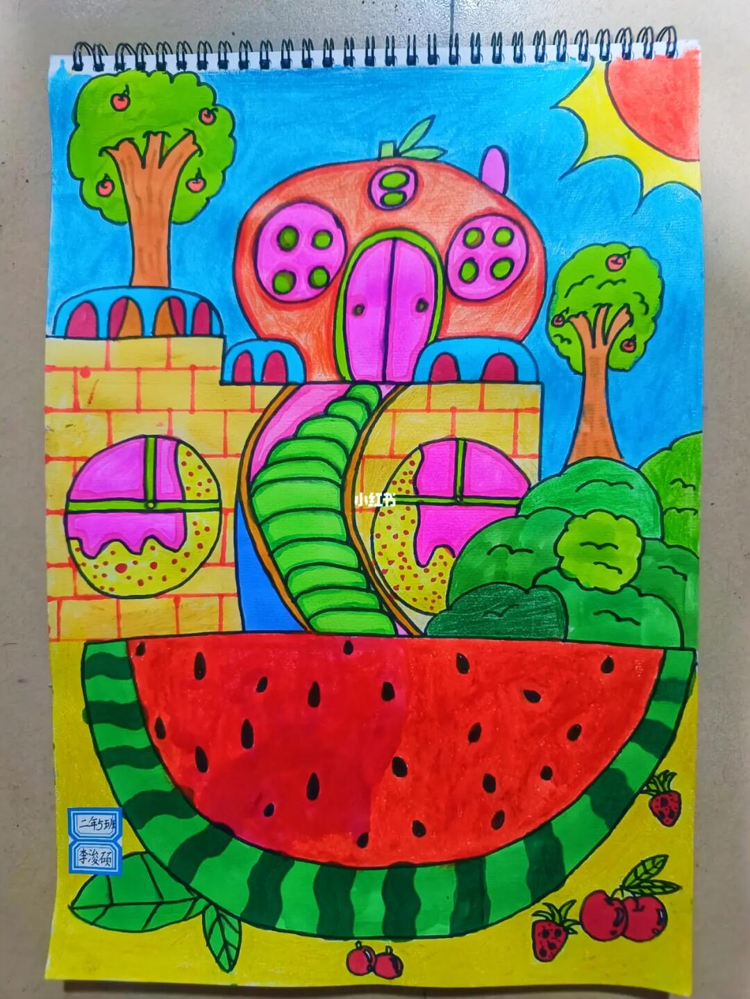 线上美术课作品水果创意画