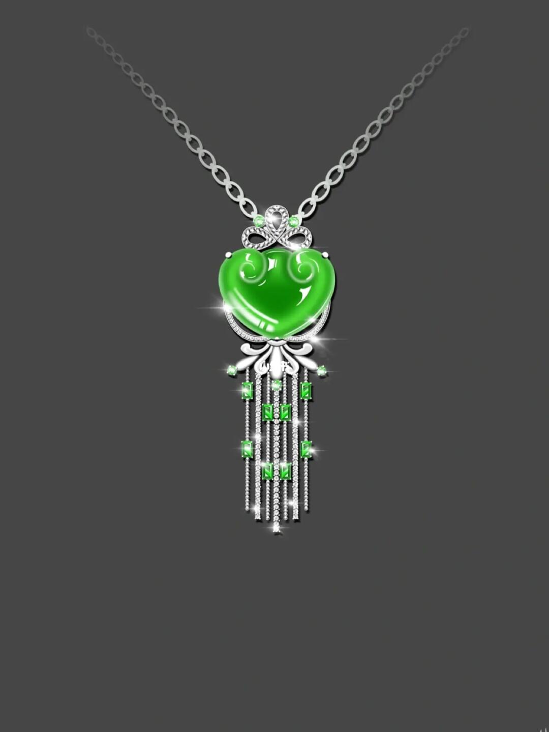 珠宝设计翡翠如意吊坠流苏款by承云纪