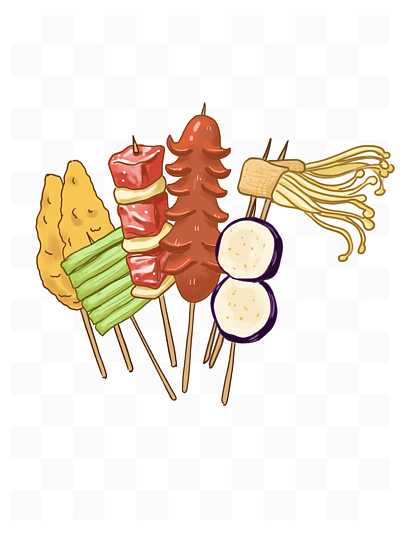 卡通手绘 i>小 /i>清新美食美味炸串设计元素
