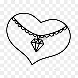 黑白涂鸦爱心上的钻石项链