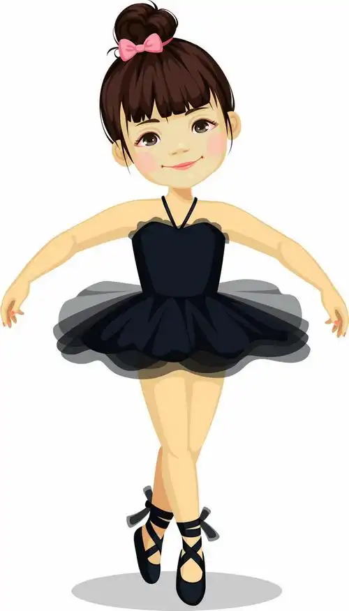 正在跳芭蕾舞的卡通小女孩png图片免抠矢量素材