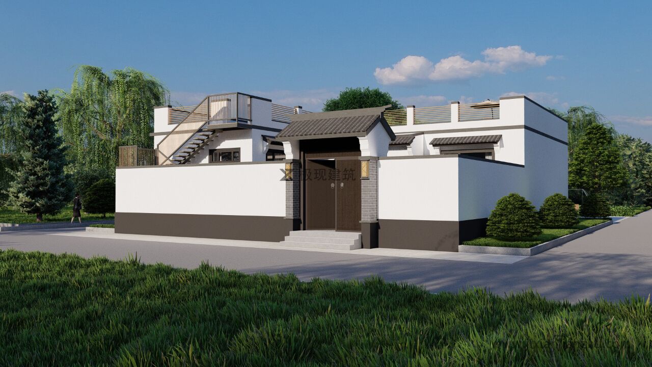 北京大兴丨一层平屋顶新中式风格自建房 项目概况 建筑尺寸:15.