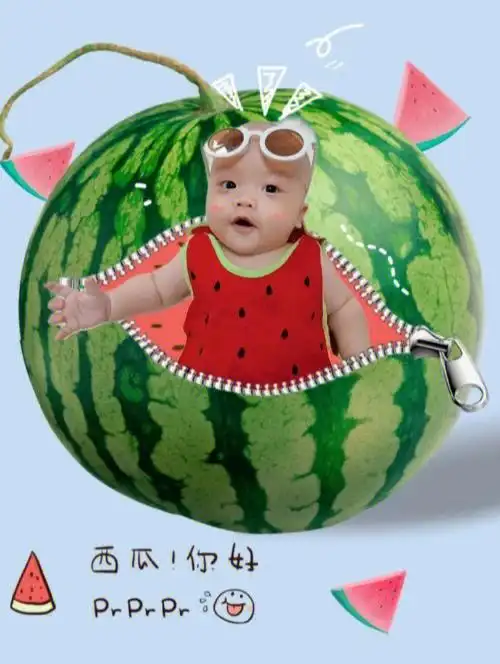 宝宝创意西瓜照片西瓜宝宝来啦