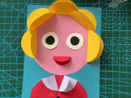 手工diy《妈妈剪贴画》,动手来做一个妈妈的肖像画吧~#儿童创意手工