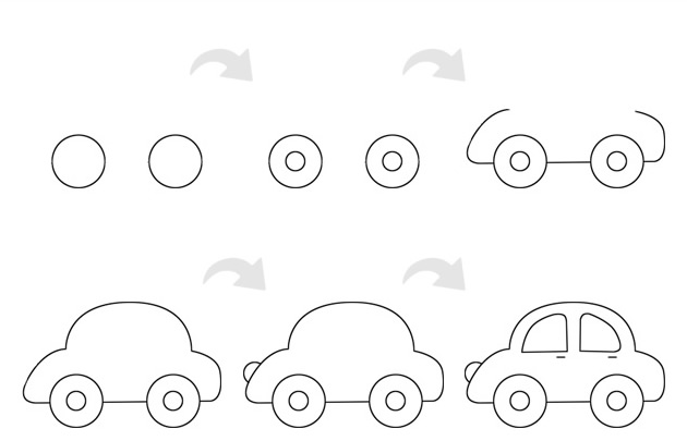 超简单的小汽车简笔画画法步骤图解教程