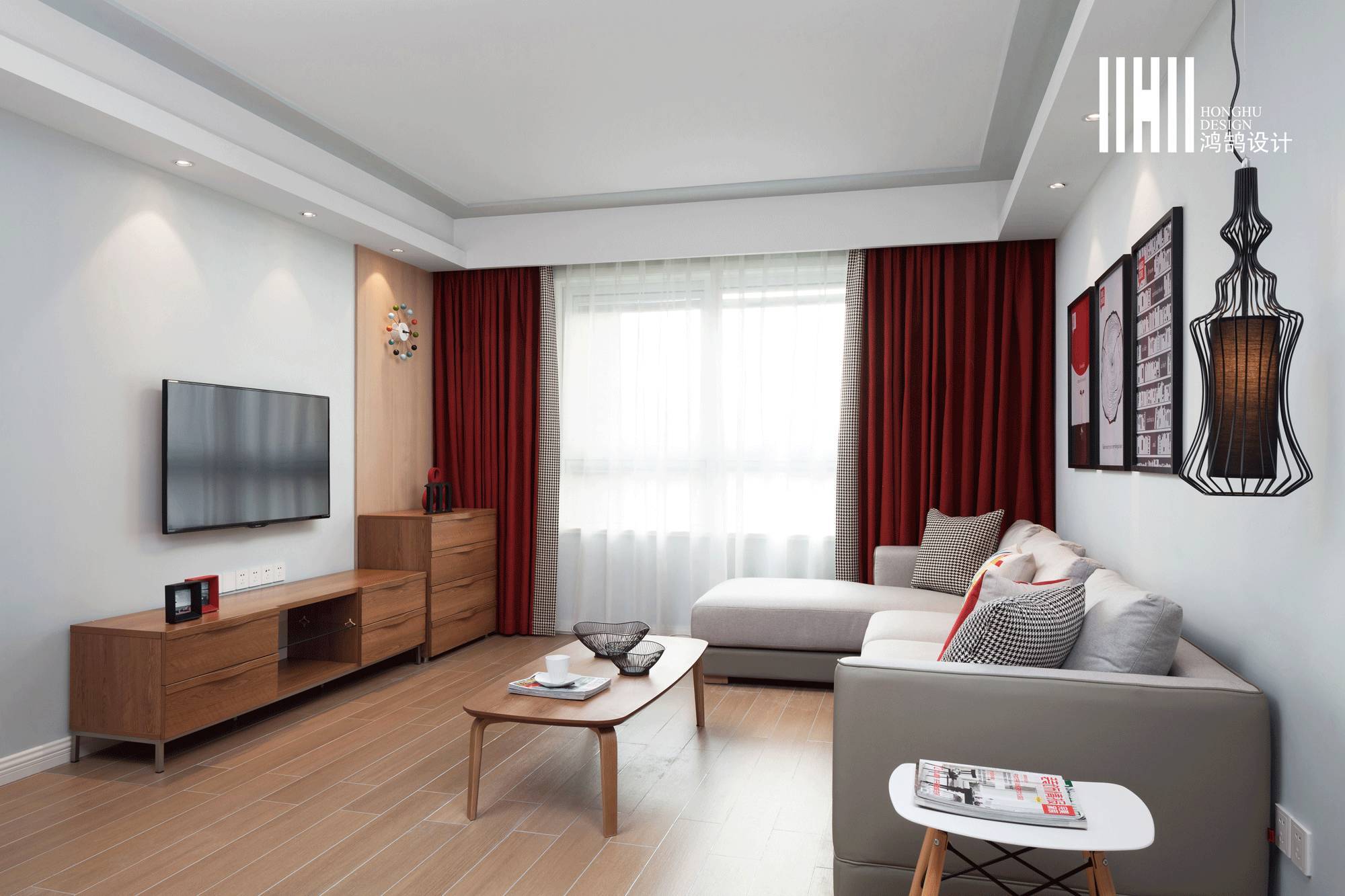 现代北欧两居室客厅装修效果图2/8