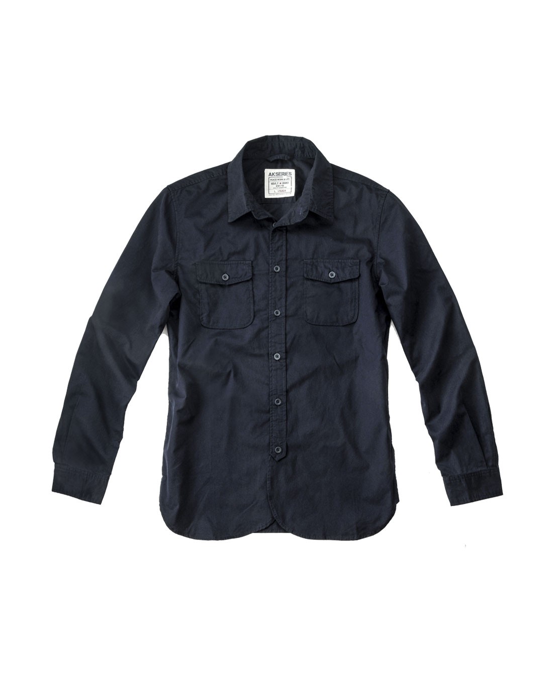 男藏蓝色军事长袖衬衫