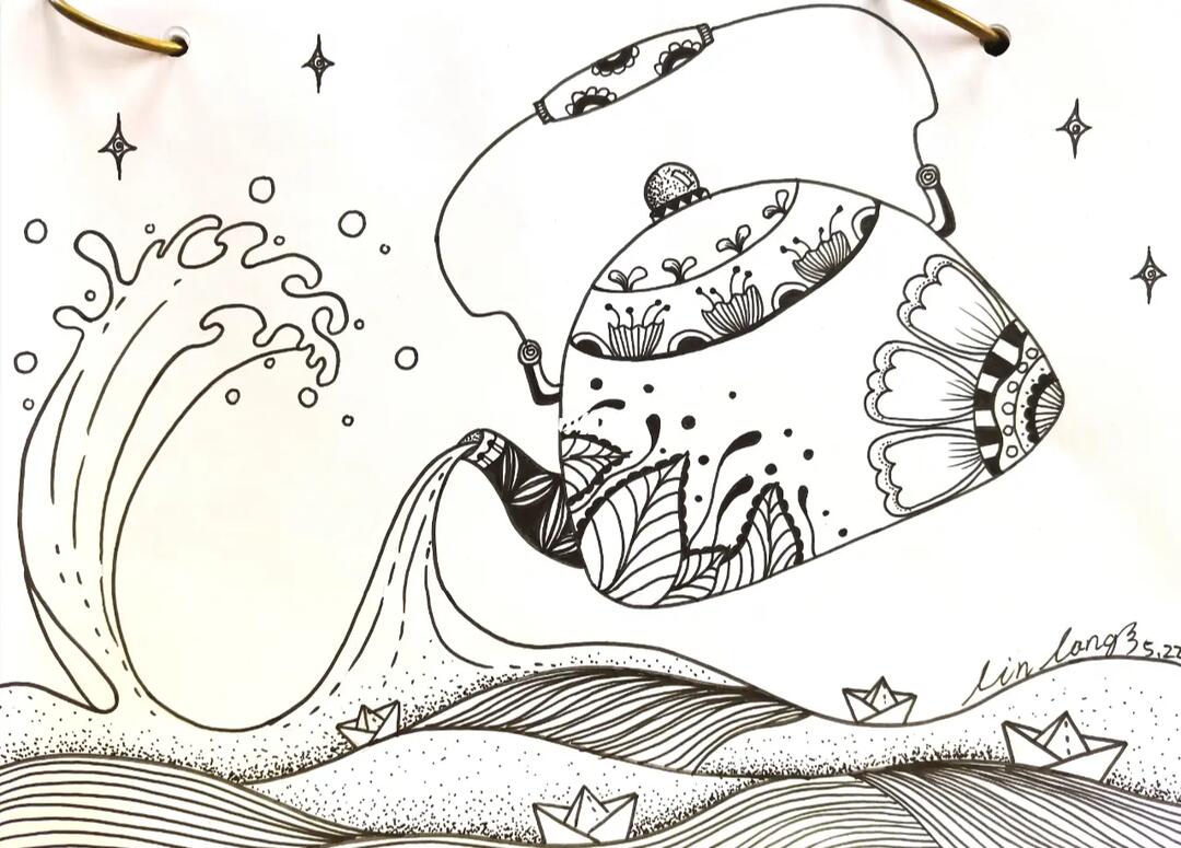 原创合集黑白装饰线描创意插画手绘