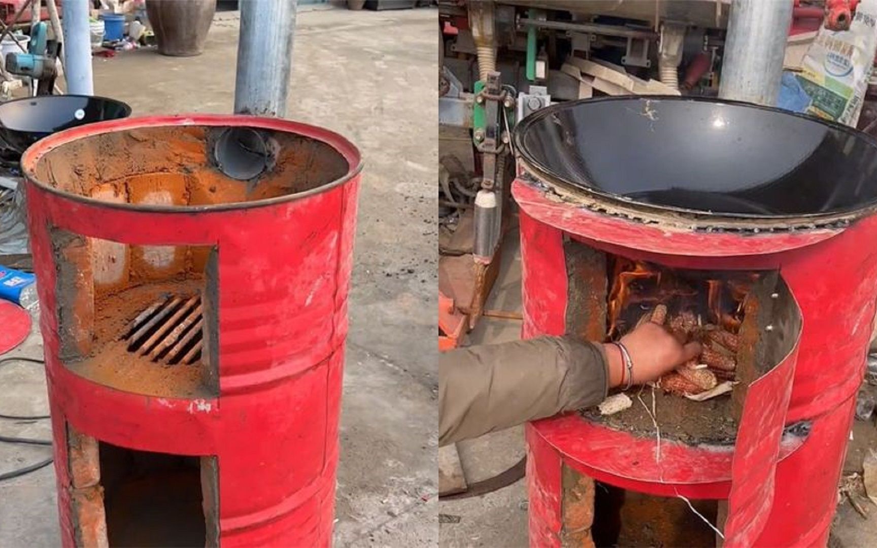 老妈想去买个灶台被老爸拦下,随后亲手将家里的旧油桶改造成实用灶台!