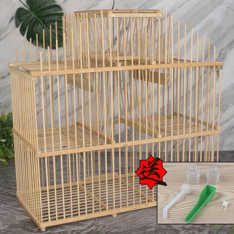 山头林村竹制黄鸟用方形鸟笼鸟笼子手工制作 41*19*40简易笼