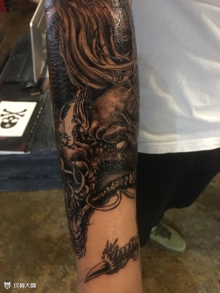烈火龙小臂_纹身图案手稿图片_丁磊的纹身作品集